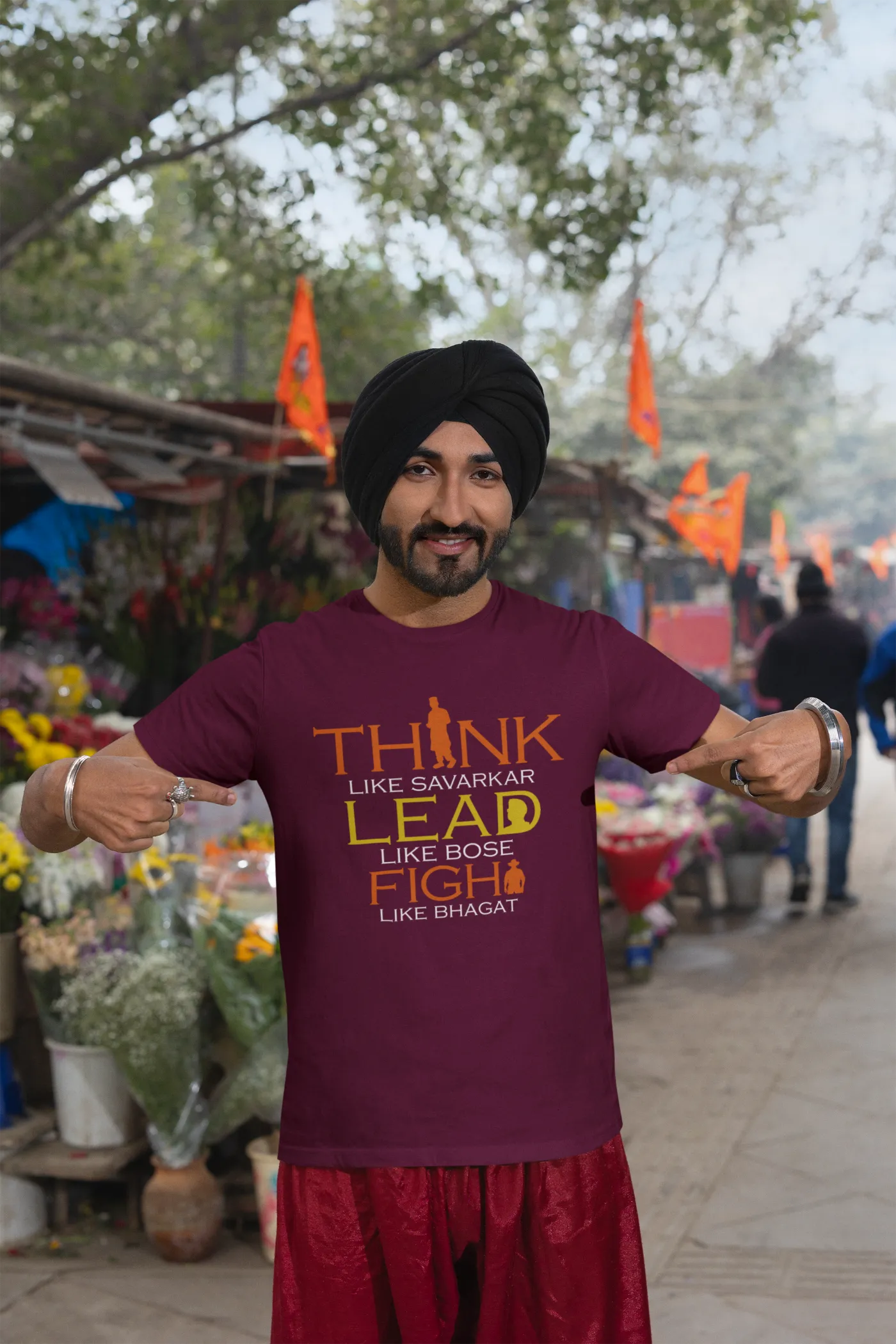 Think like Savarkar, Lead like Bose, Fight like Bhagat Oversized T-Shirt