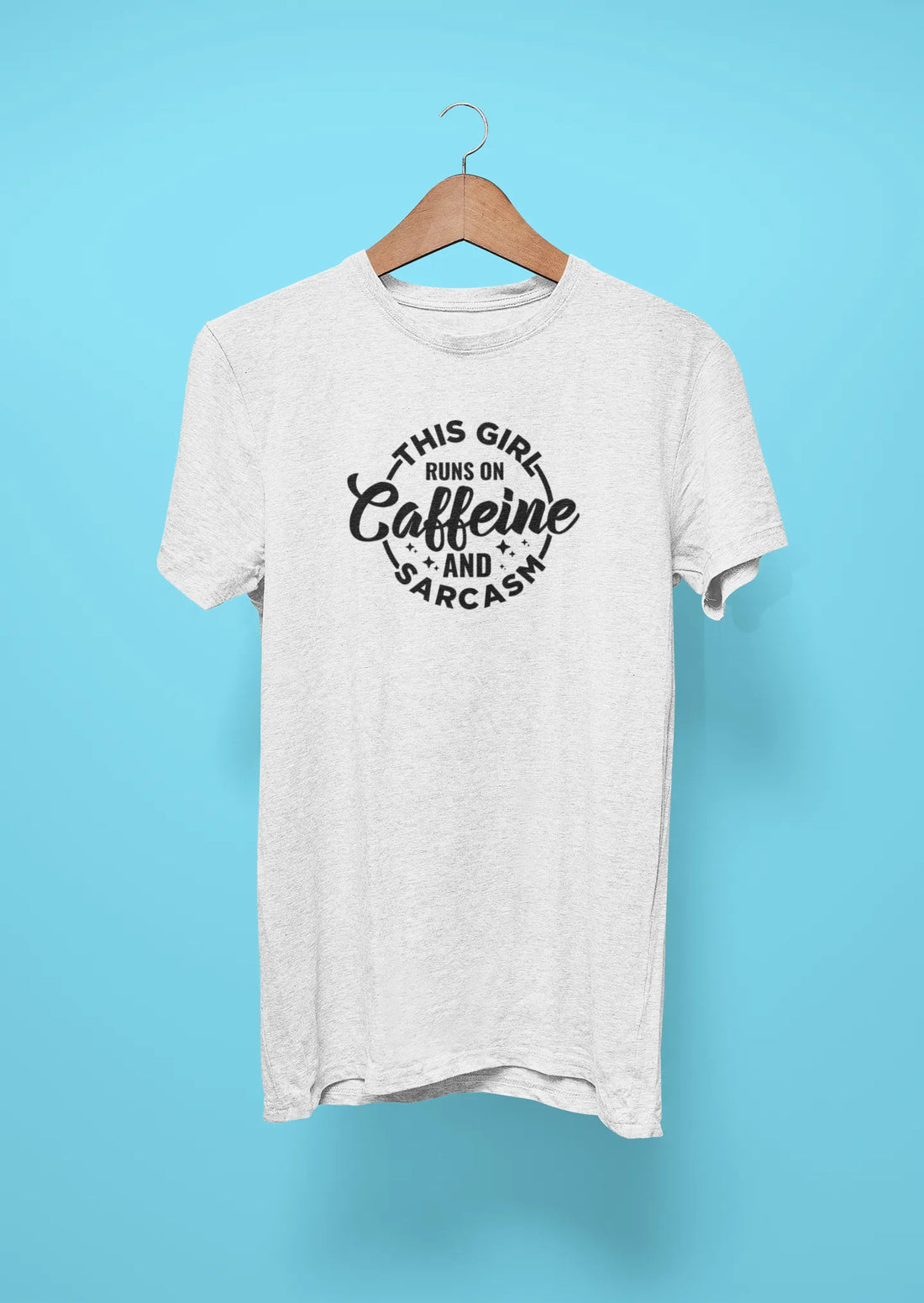 this girl runs on caffeine and sarcasm pink