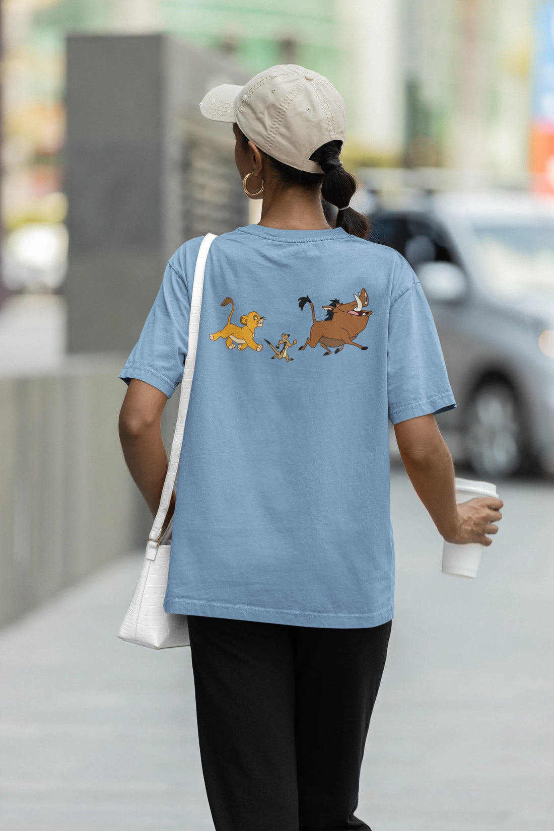 Timon, Simba, Pumbaa Back Print Oversized T-Shirt