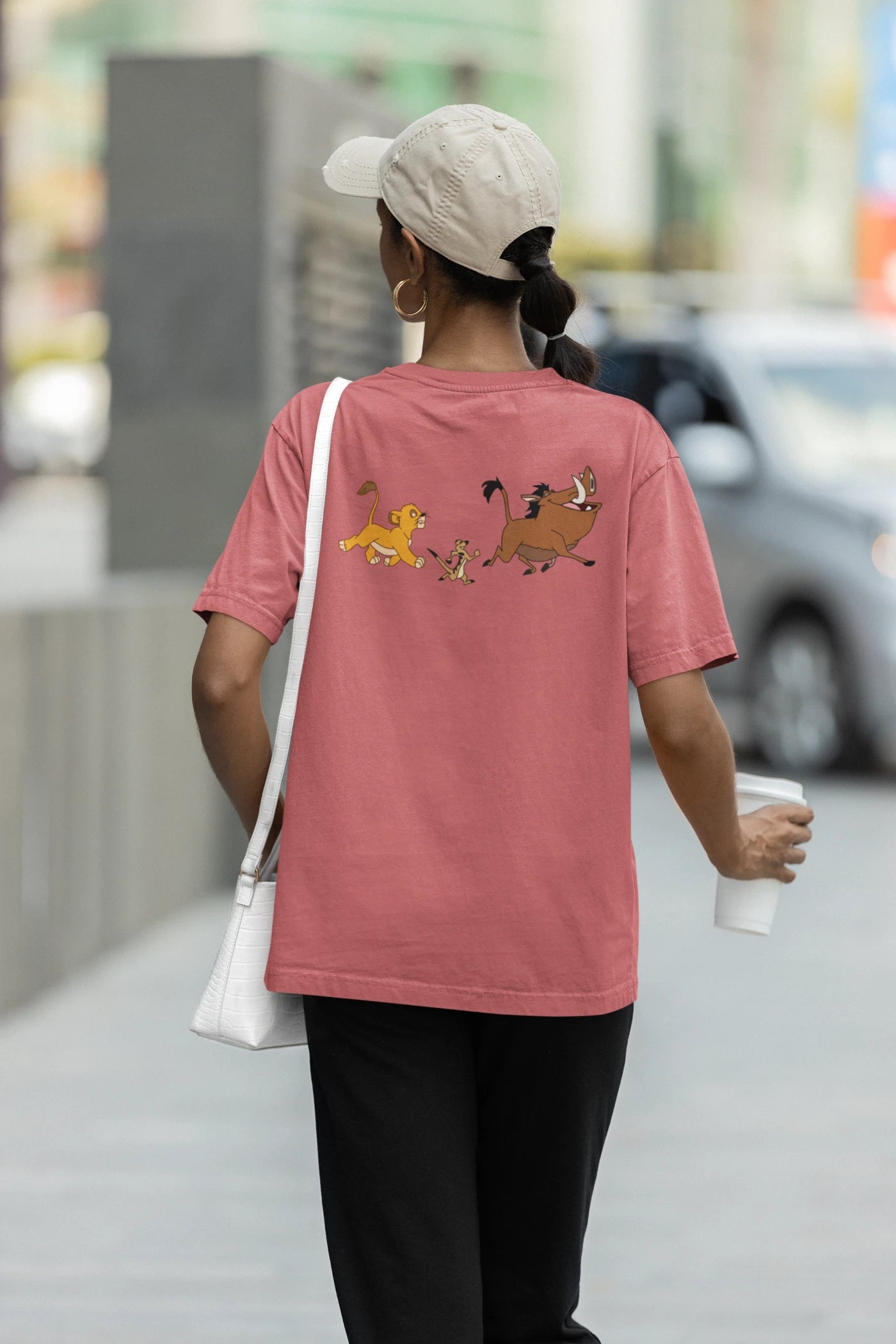Timon, Simba, Pumbaa Back Print Oversized T-Shirt