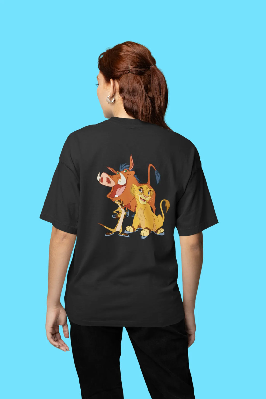 Timon, Simba, Pumbaa Back Print Oversized T-Shirt