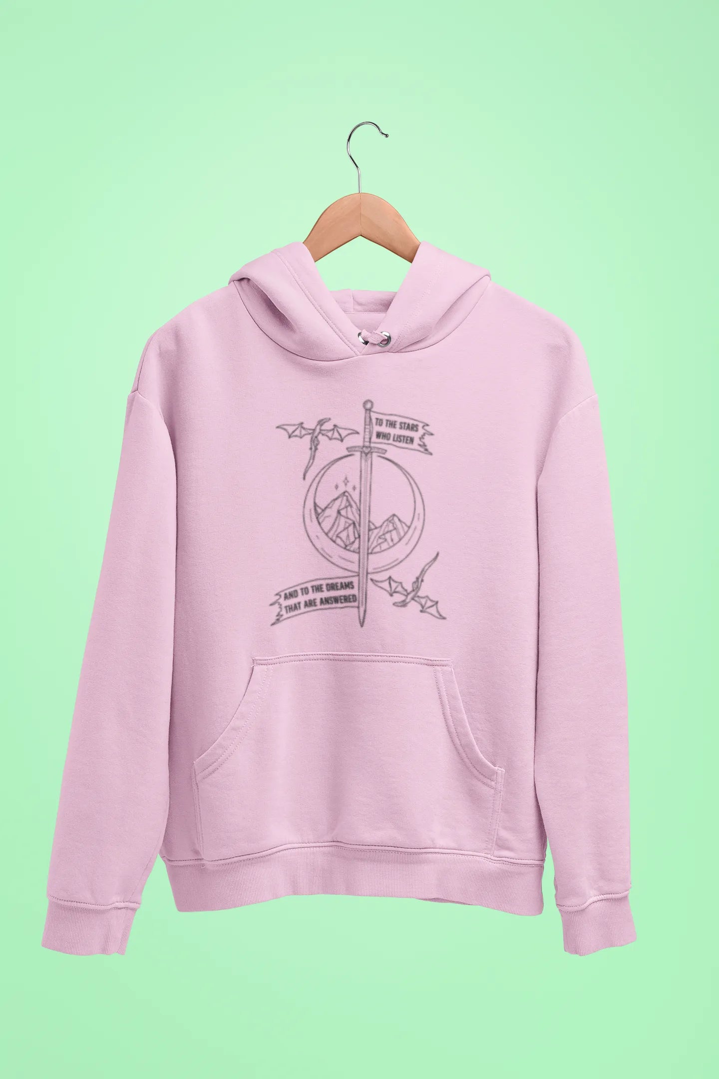 to the stars who listen and to the dreams that are answered unisex hoodie pink
