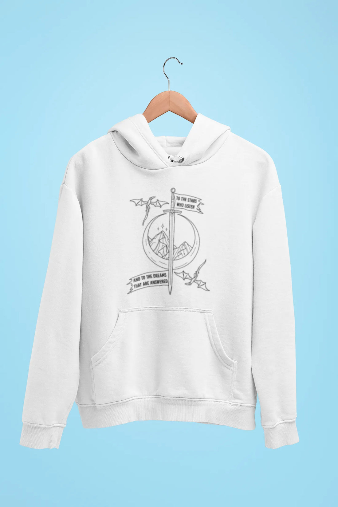 to the stars who listen and to the dreams that are answered unisex hoodie grey
