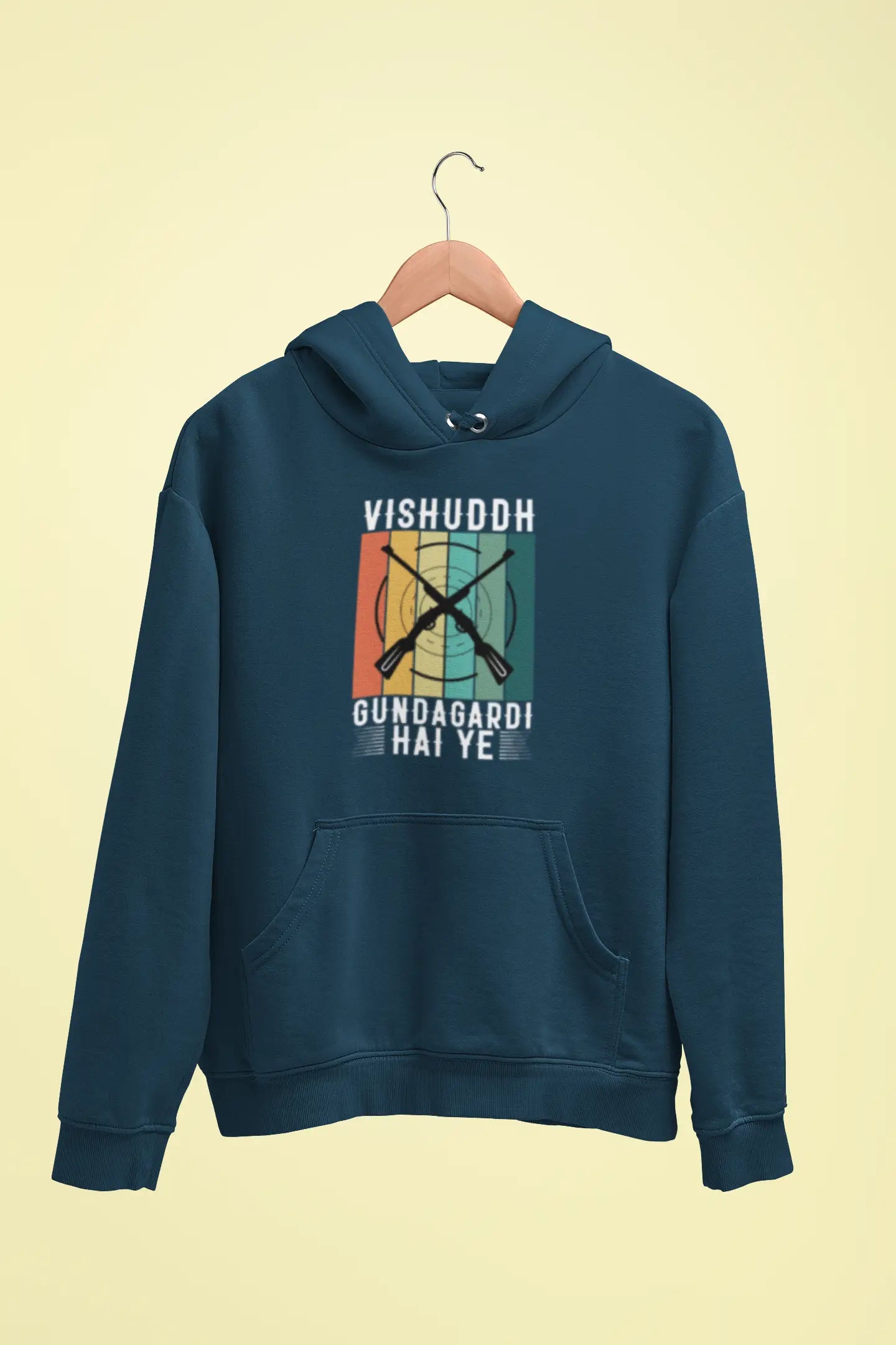 vishuddh gundagardi hai ye unisex hoodie navy blue
