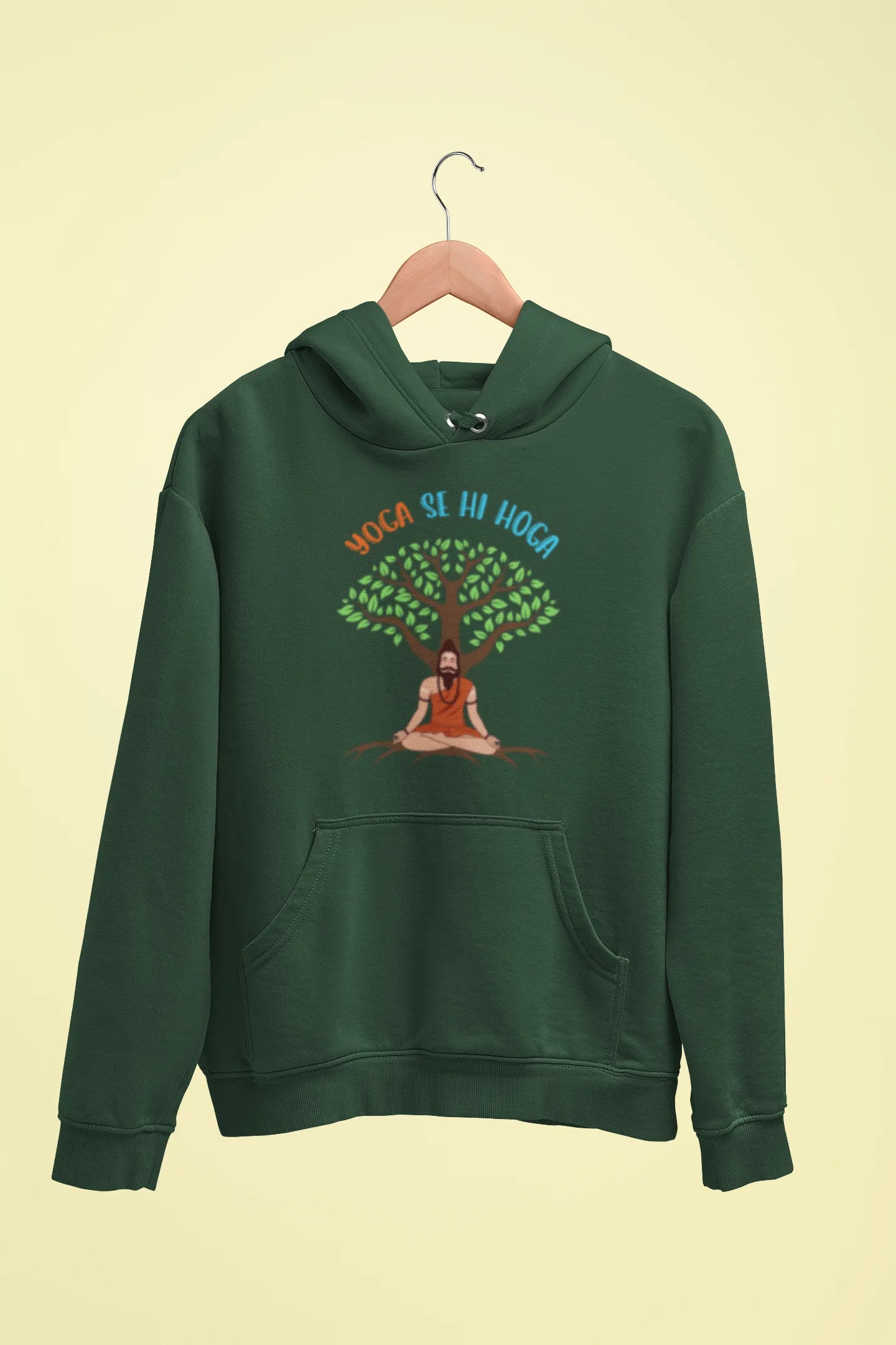 yoga se hi hoga unisex hoodie green