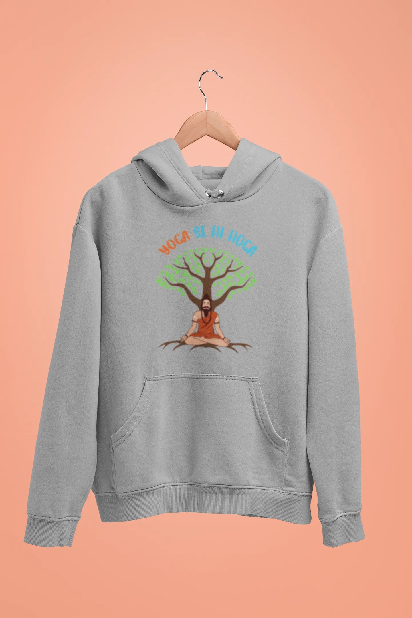 yoga se hi hoga unisex hoodie grey