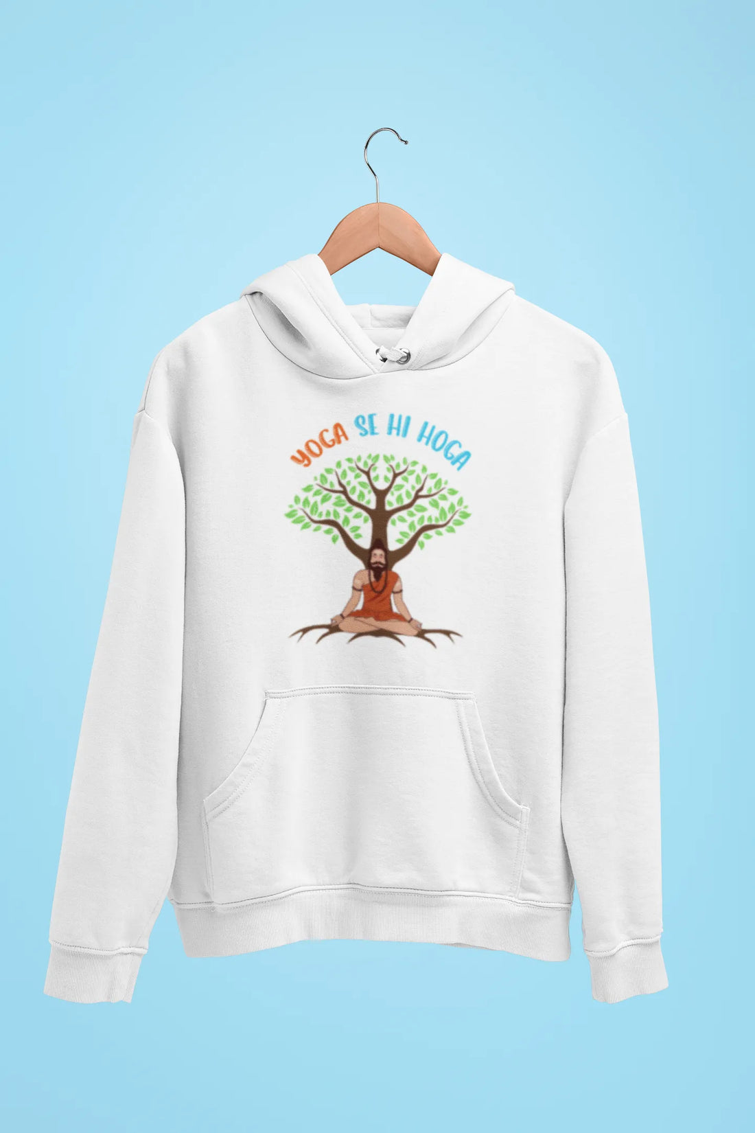 yoga se hi hoga unisex hoodie navy blue